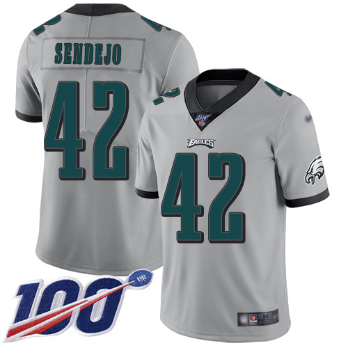 Men Philadelphia Eagles #42 Andrew Sendejo Limited Silver Inverted Legend NFL Jersey 100th Season Football->philadelphia eagles->NFL Jersey